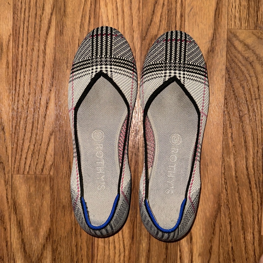Rothy’s Retired Grey Glen Plaid Flats Size 9 Office Siren Business Casual Preppy